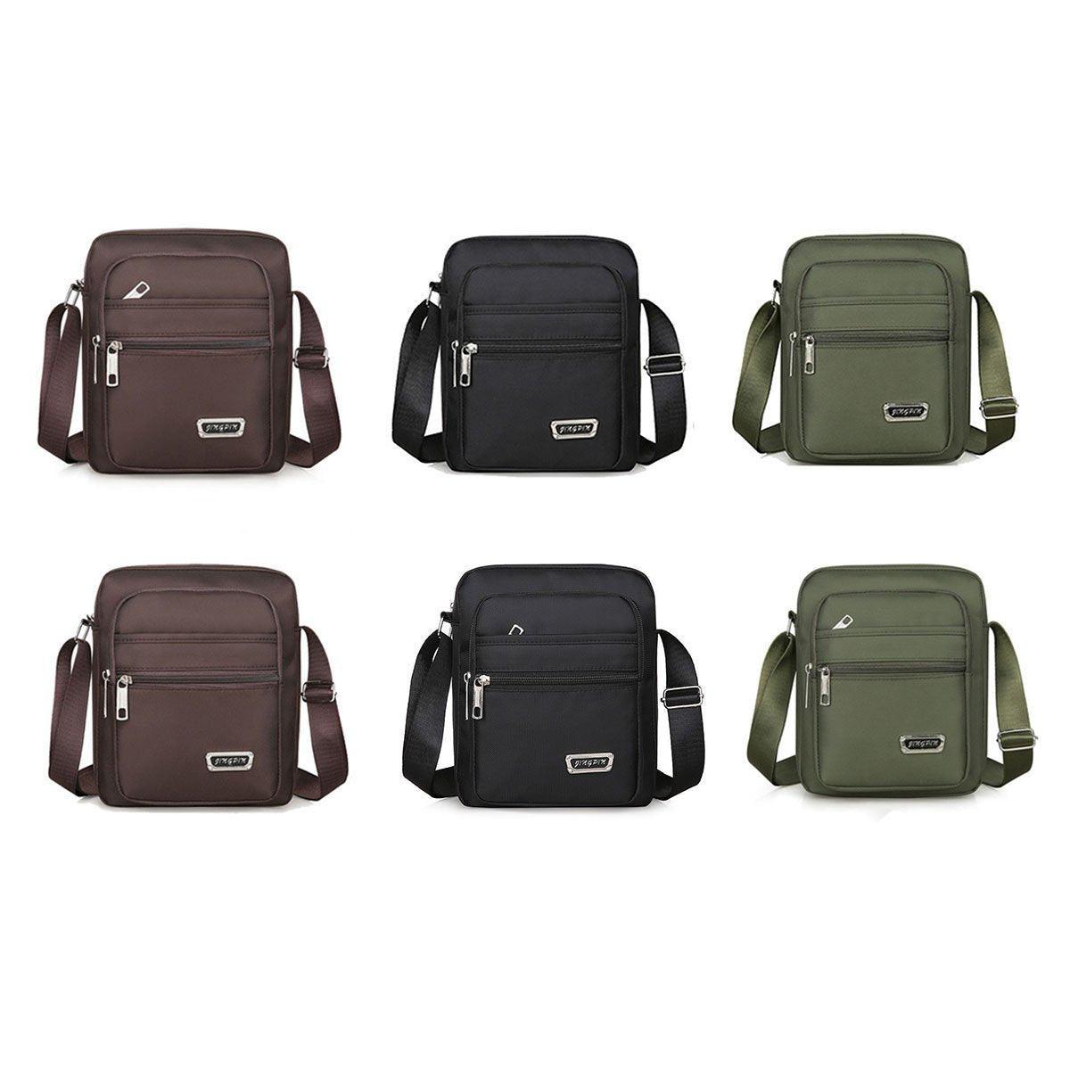 Mens Crossbody Shoulder Bag Travel Messenger Bag Casual Handbag for Boys and Men - Green-4 zippers