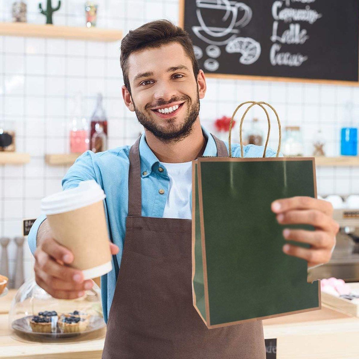 Gift Kraft Paper Bags for Packaging and Takeaway 50PCS - Red-31*26*12cm 5