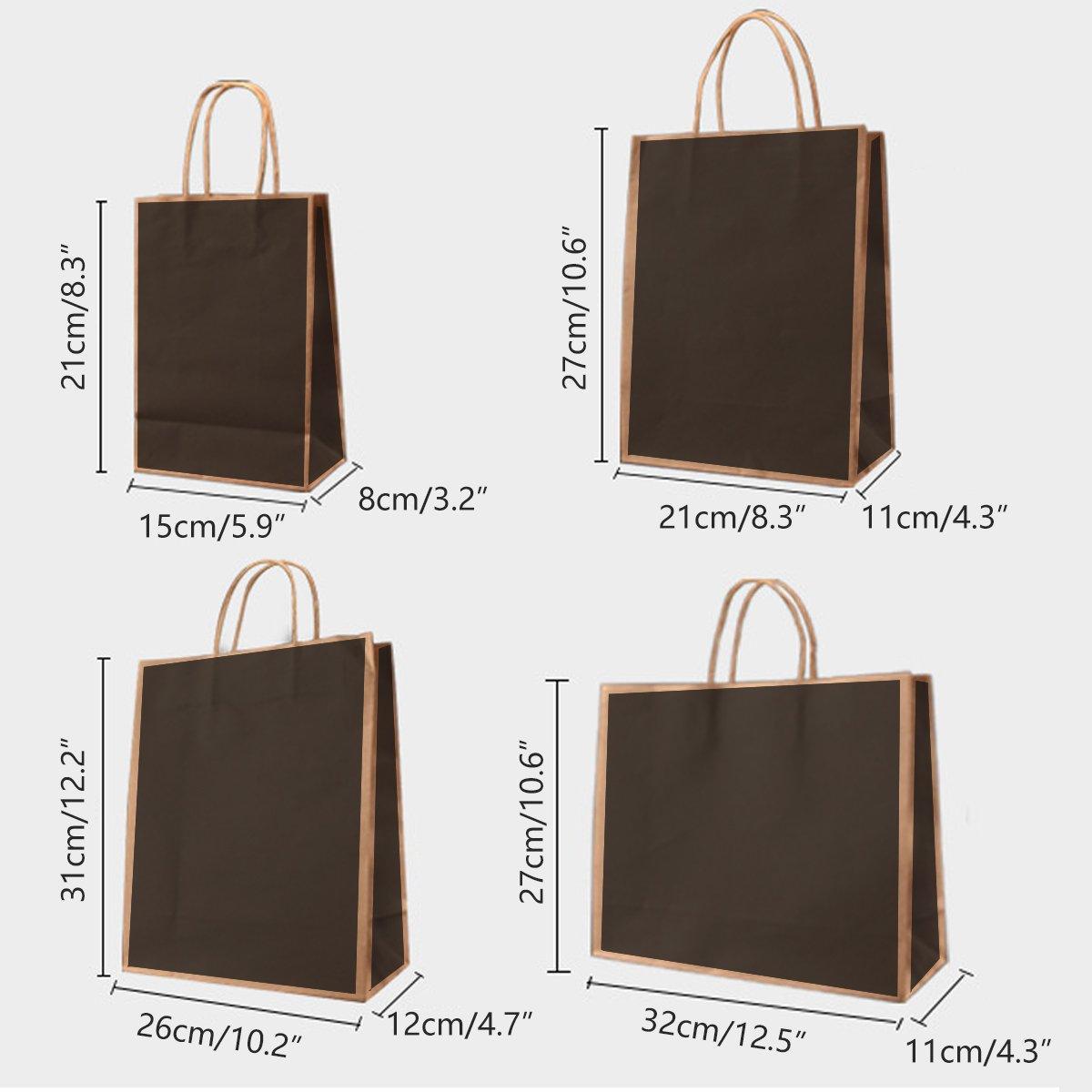 Gift Kraft Paper Bags for Packaging and Takeaway 50PCS - Black-27*32*11cm 3