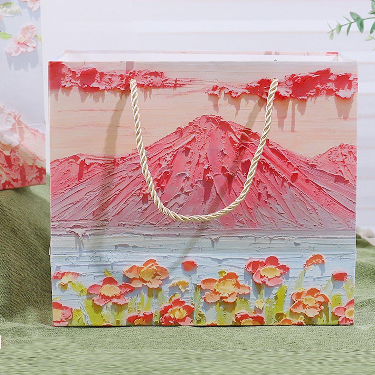 50PCS Cloud Mountain Petals Cream Wind Stereo Oil Painting Paper for Gift Wrapping - B 4