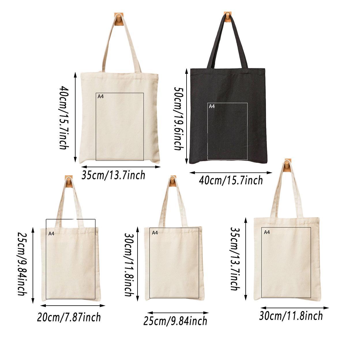 5PCS Canvas Tote Bag Cotton Blank DIY Shopping Shoulder Bags - Black 35*40*10cm 3
