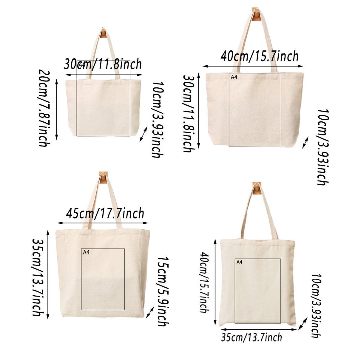 5PCS Canvas Tote Bag Cotton Blank DIY Shopping Shoulder Bags - Black 40*30*10cm 4