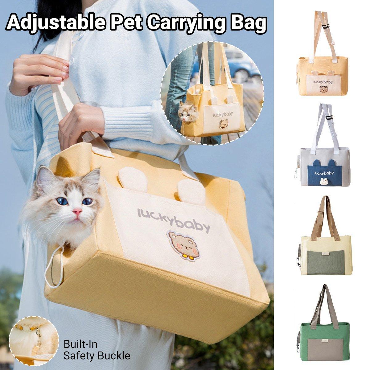 Portable Breathable Adjustable Crossbody Pet Carrier Bag Large Capacity for Pet - Beige
