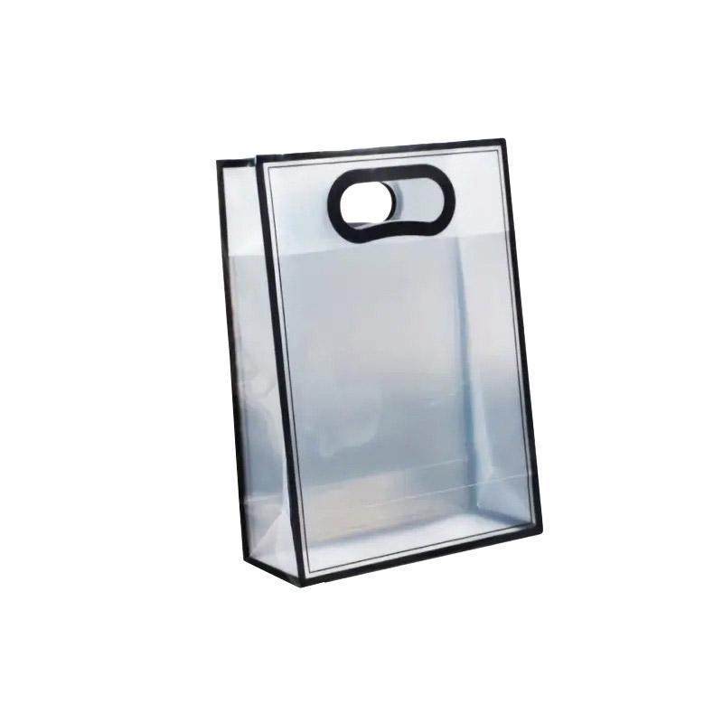 25pcs Transparent PVC Handbag for Wedding Festival Candy Gift Packaging Bag - Black-26*18*8cm 6