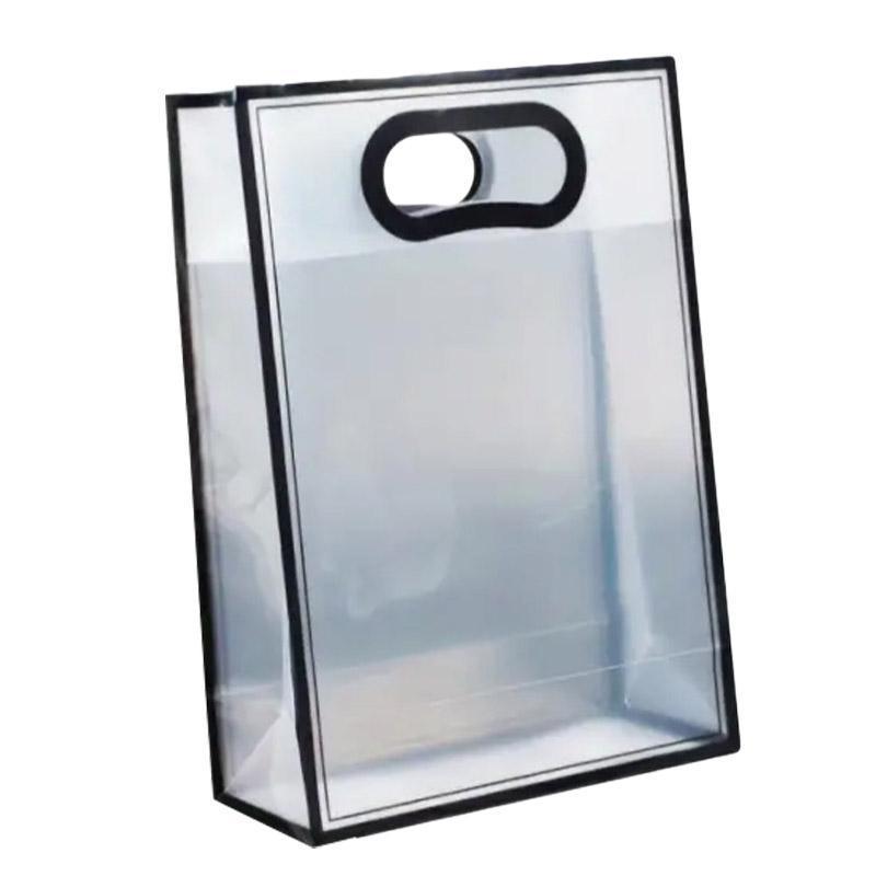 25pcs Transparent PVC Handbag for Wedding Festival Candy Gift Packaging Bag - Black-26*18*8cm 8