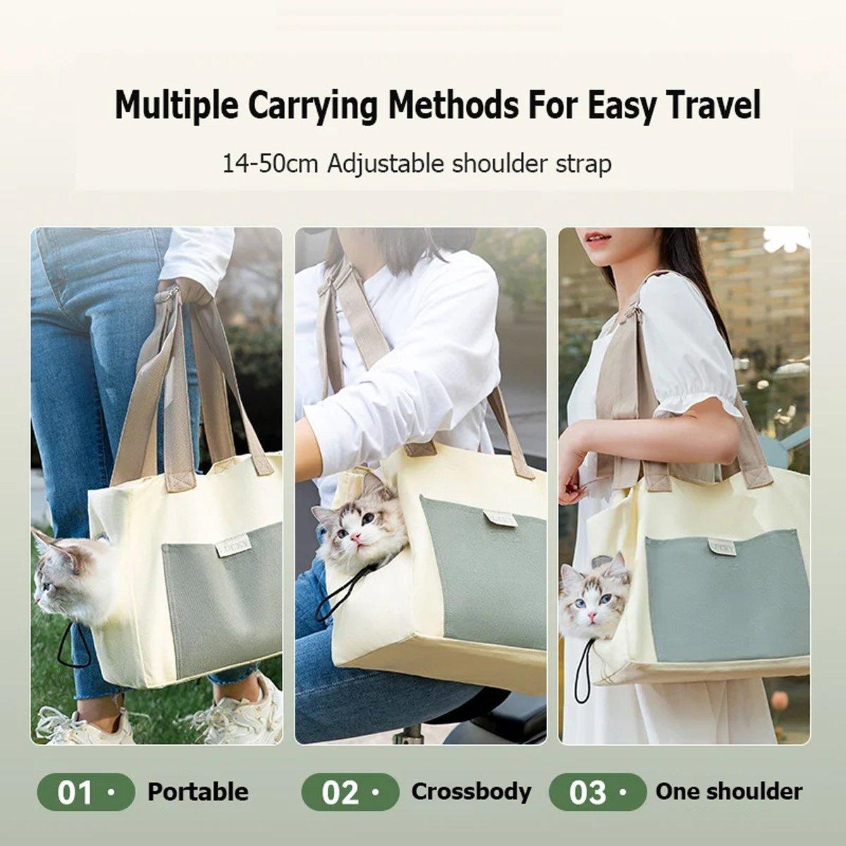 Portable Breathable Adjustable Crossbody Pet Carrier Bag Large Capacity for Pet - Green 4