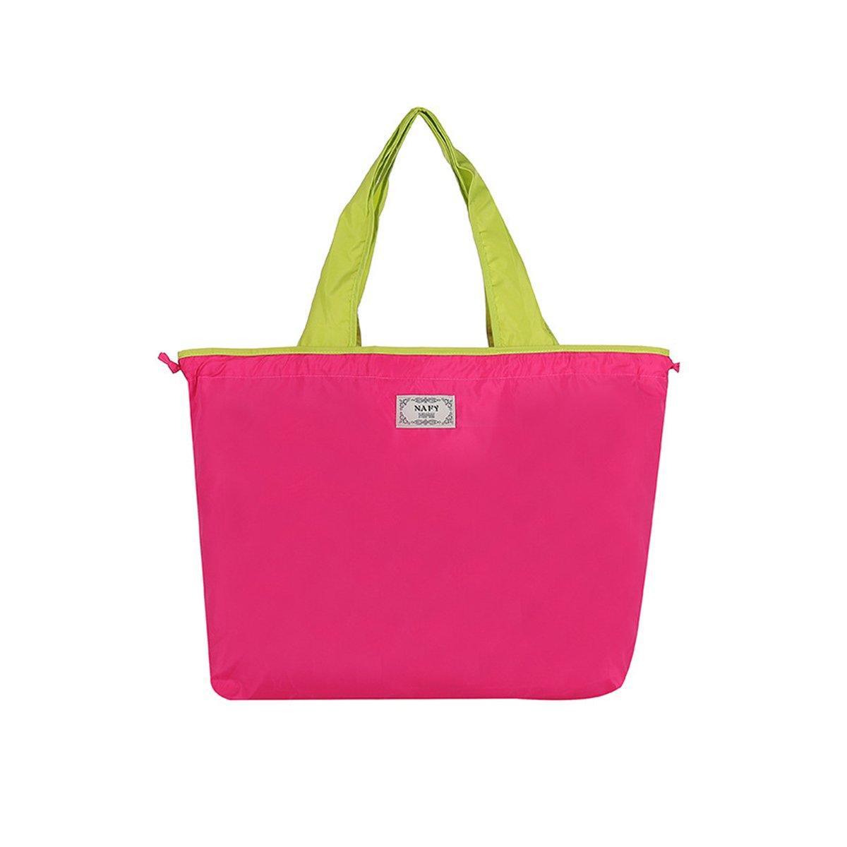 Ultra-Light Foldable Large Capacity Portable Shopping Bag with Drawstring Mouth - Lake Blue - L 14