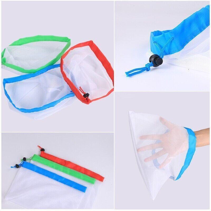 Up 15X Eco Friendly Reusable Mesh Produce Bags Superior Double Stitched Strength - 5PCS Large Blue 3