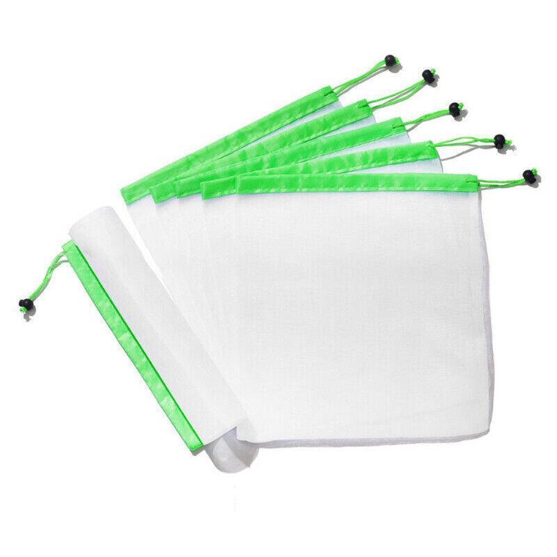 Up 15X Eco Friendly Reusable Mesh Produce Bags Superior Double Stitched Strength - 5PCS Medium Green 7