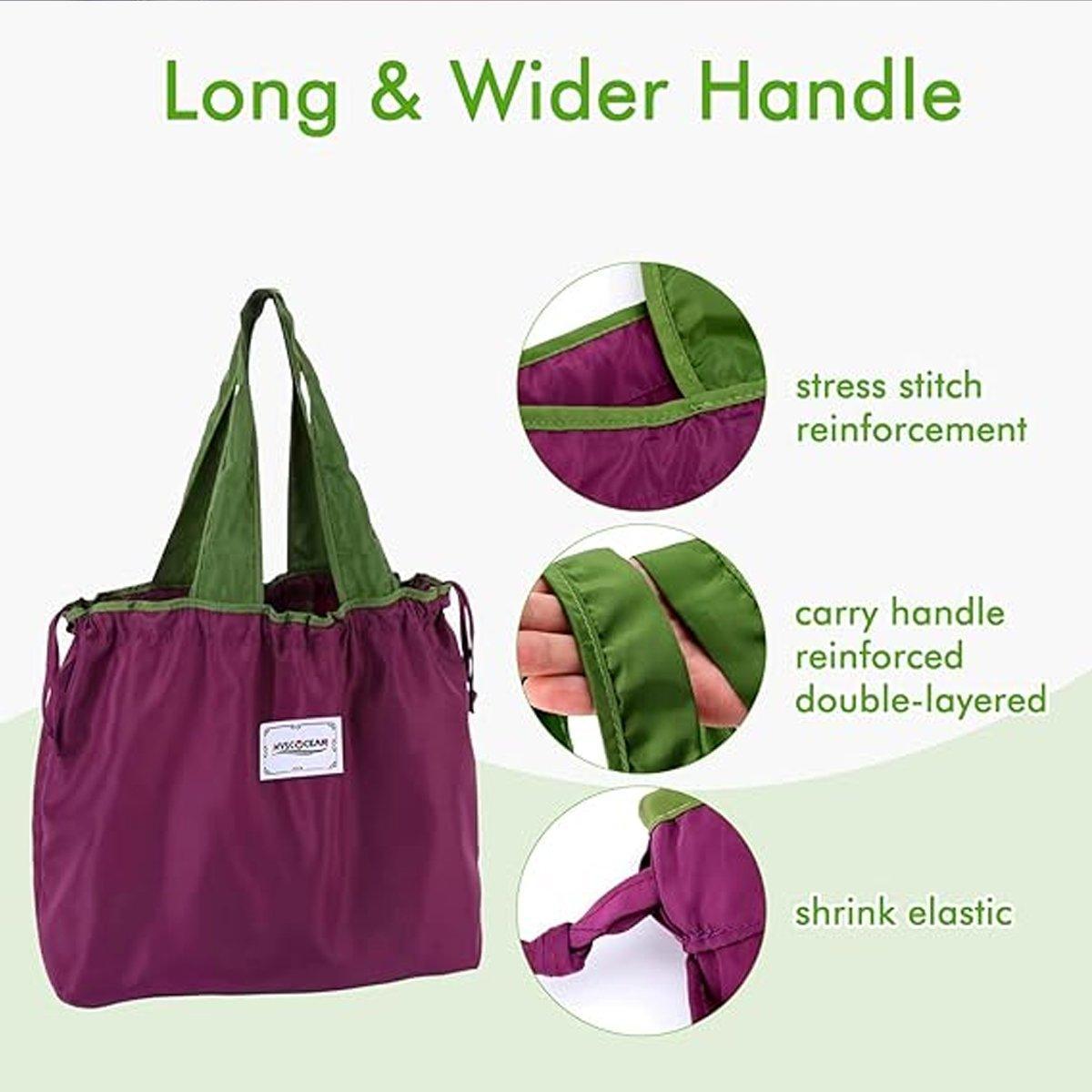 Ultra-Light Foldable Large Capacity Portable Shopping Bag with Drawstring Mouth - Purple - L 5
