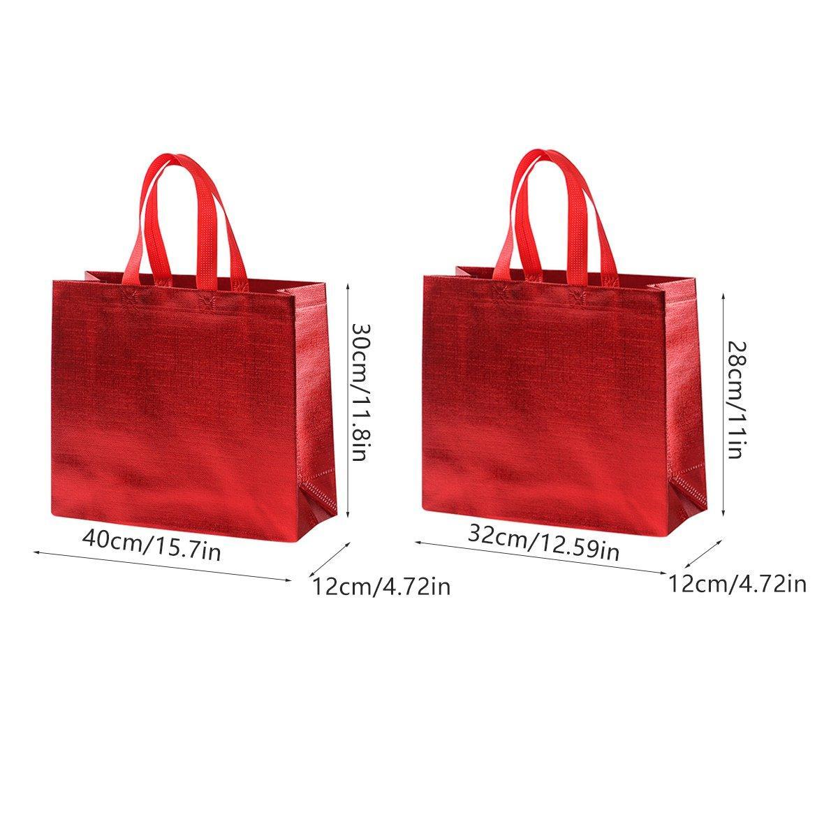 25PCS Embossed Non-Woven Tote Bag Fashion Shopping Gift Packaging Bag - Red-40*30*12cm 3