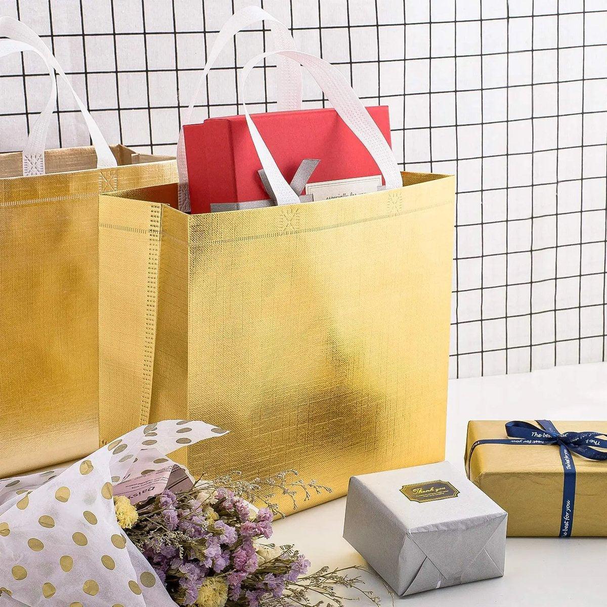 25PCS Embossed Non-Woven Tote Bag Fashion Shopping Gift Packaging Bag - Red-40*30*12cm 5