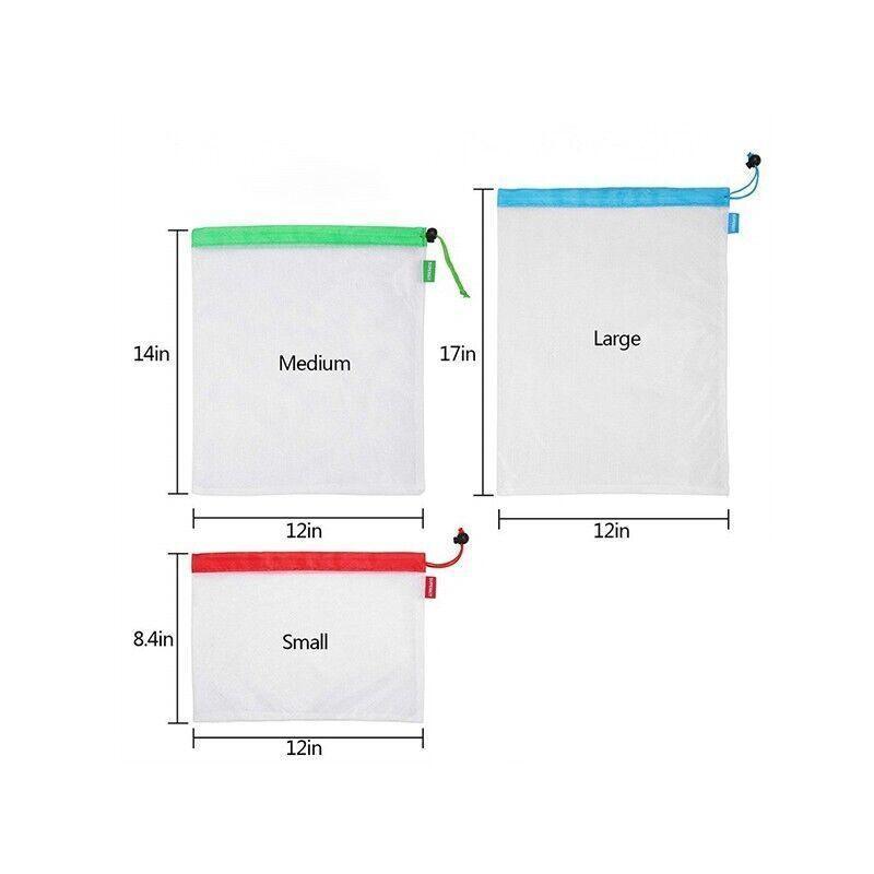 Up 15X Eco Friendly Reusable Mesh Produce Bags Superior Double Stitched Strength - 5PCS Small Red 4