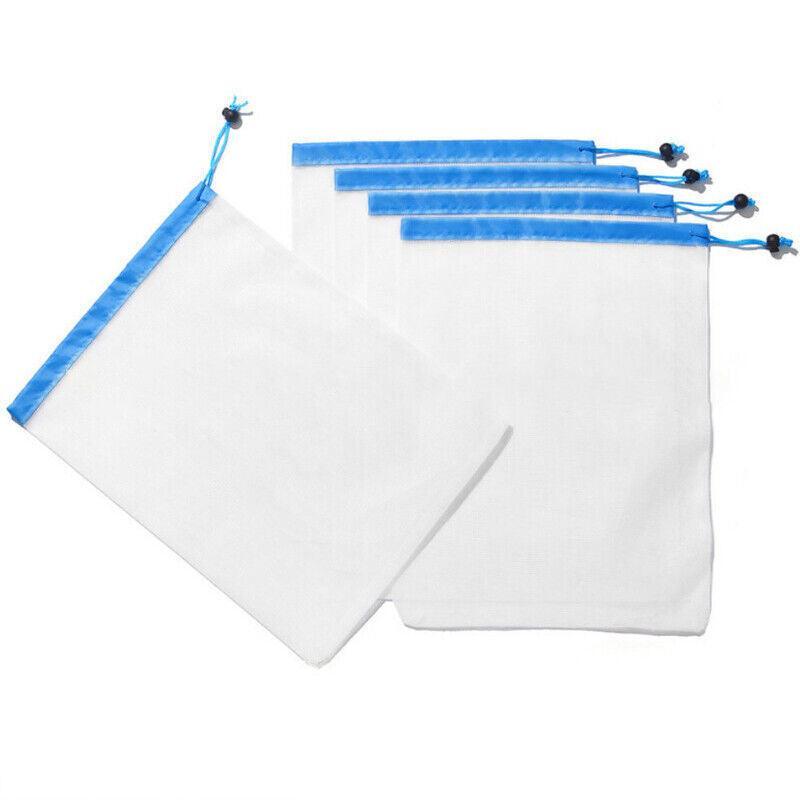 Up 15X Eco Friendly Reusable Mesh Produce Bags Superior Double Stitched Strength - 5PCS Small Red 8