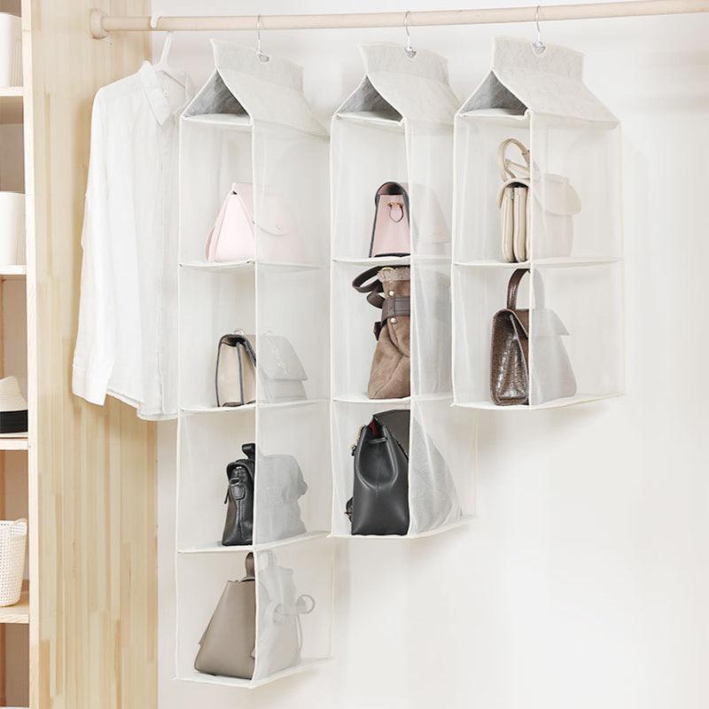 Grey Bag Storage Holder Wardrobe Closet Hanging Handbag Organizer 2/3/4 Pockets Shelf - 2 Layers 4