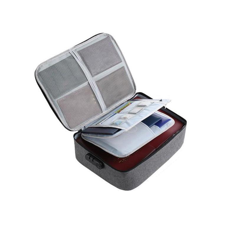 Large Capacity Multi-Layer Document Ticket Storage Bag Certificate File Organize 3 Layers With Lock - Grey 3 Layers With Lock-D1 6