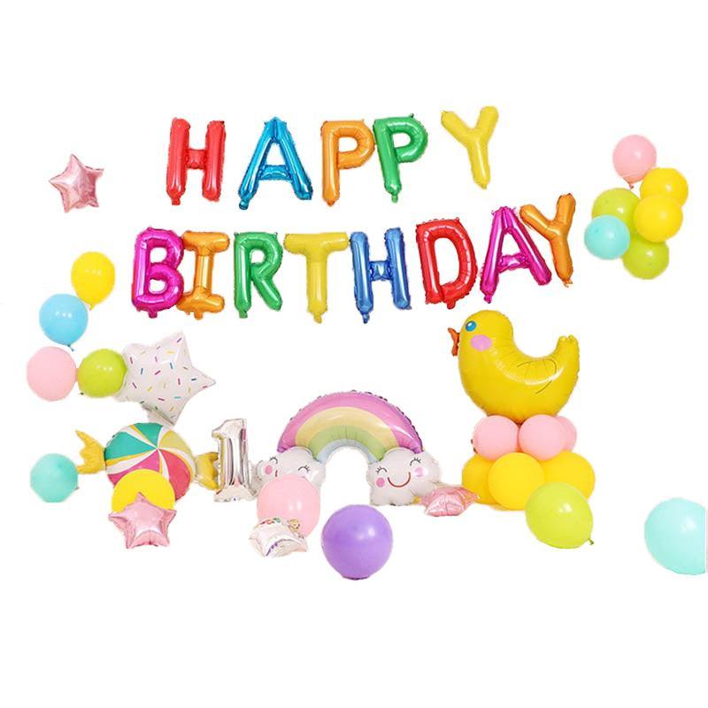 45-50 Pcs Happy Birthday 3D Unicorn Decoration Balloons Diy Decor Party Set - 03