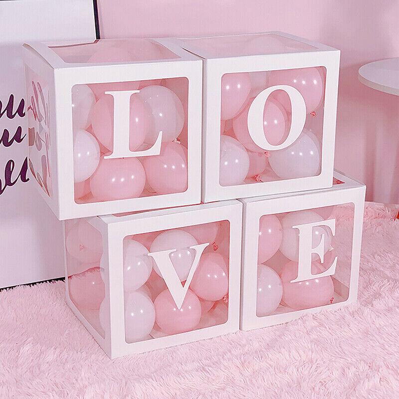 3/4pcs Transparent Balloon Box Set for First Birthday Party or Celebration Display - Love 7