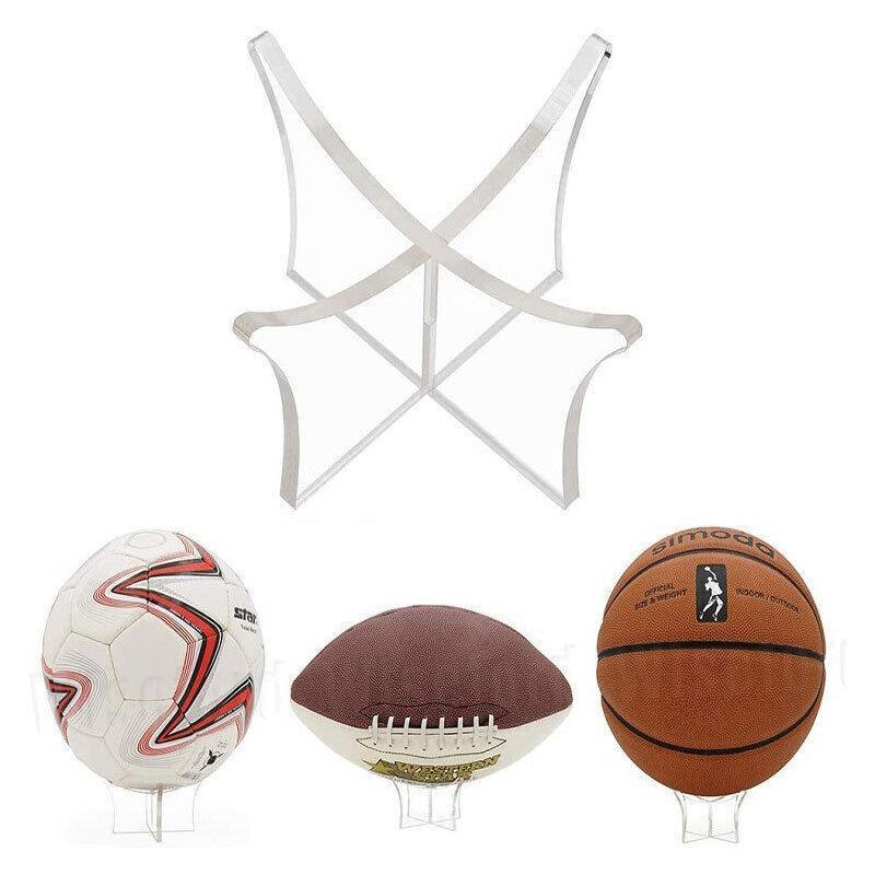 12Cm Clear Acrylic Ball Stand Holder Display Rugby Basketball Football Soccer 3