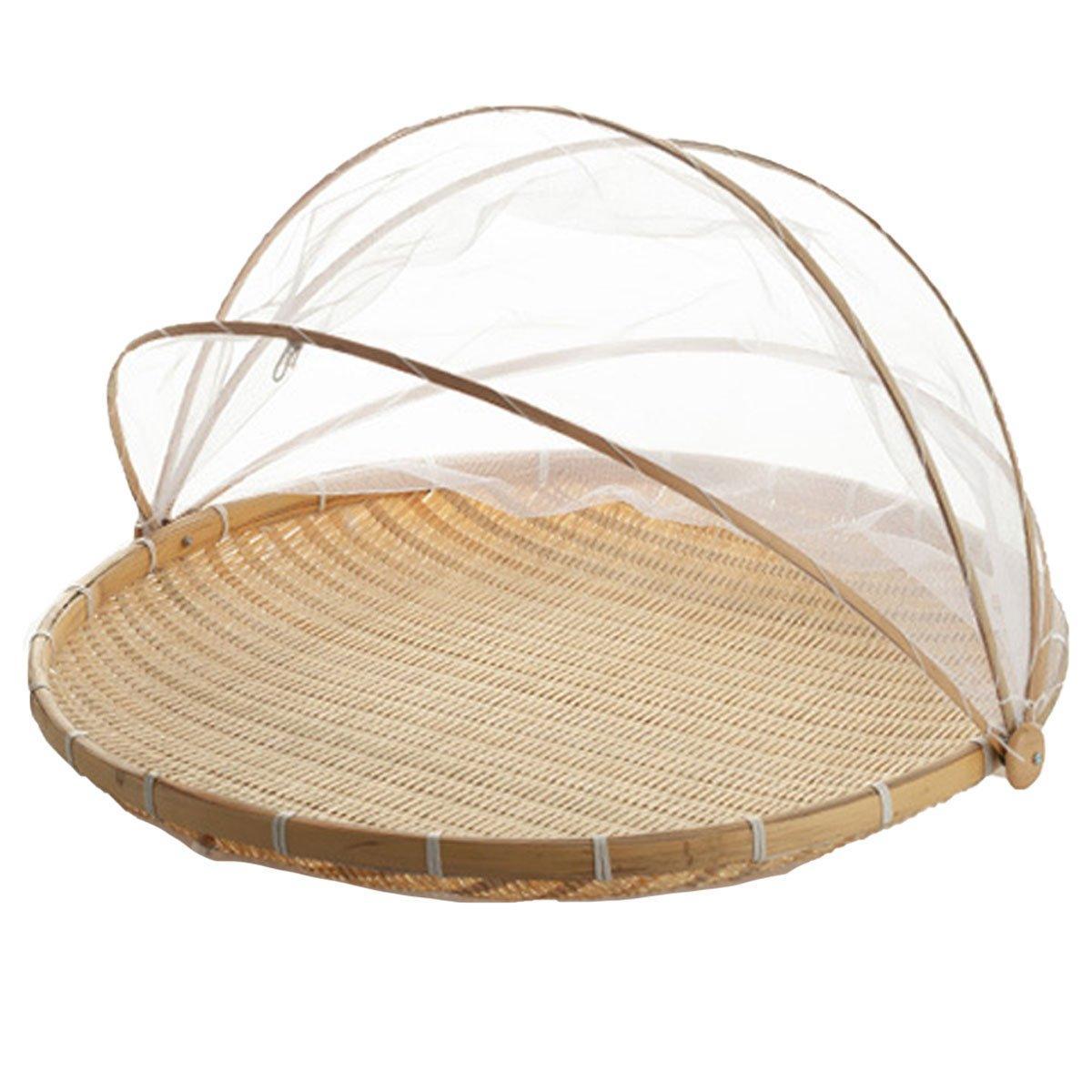 Bamboo Storage Basket with Mesh Cover for Fruit Vegetables Food Buns Kitchen - 42CM 8