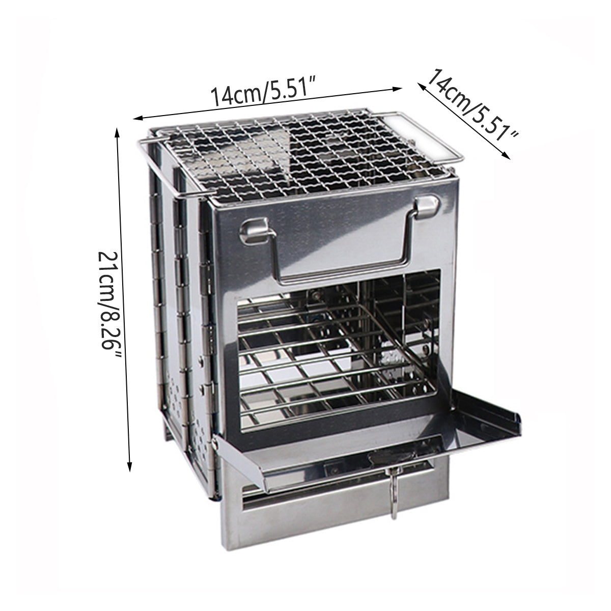 Outdoor Camping Mini Folding Wood Burning Stove Picnic Stainless Steel BBQ Grill 3