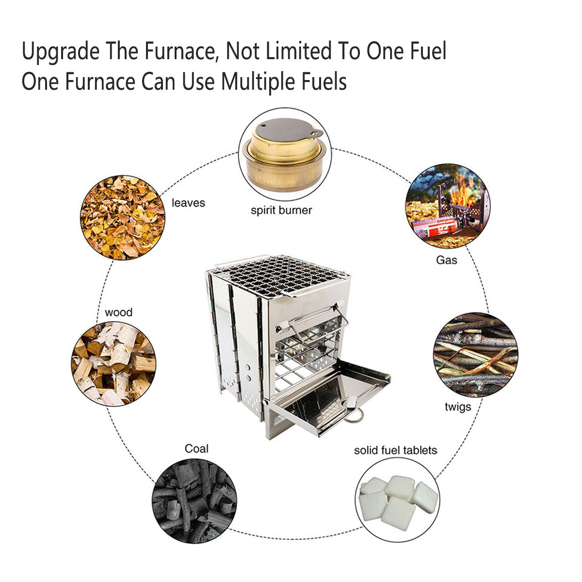 Outdoor Camping Mini Folding Wood Burning Stove Picnic Stainless Steel BBQ Grill 4