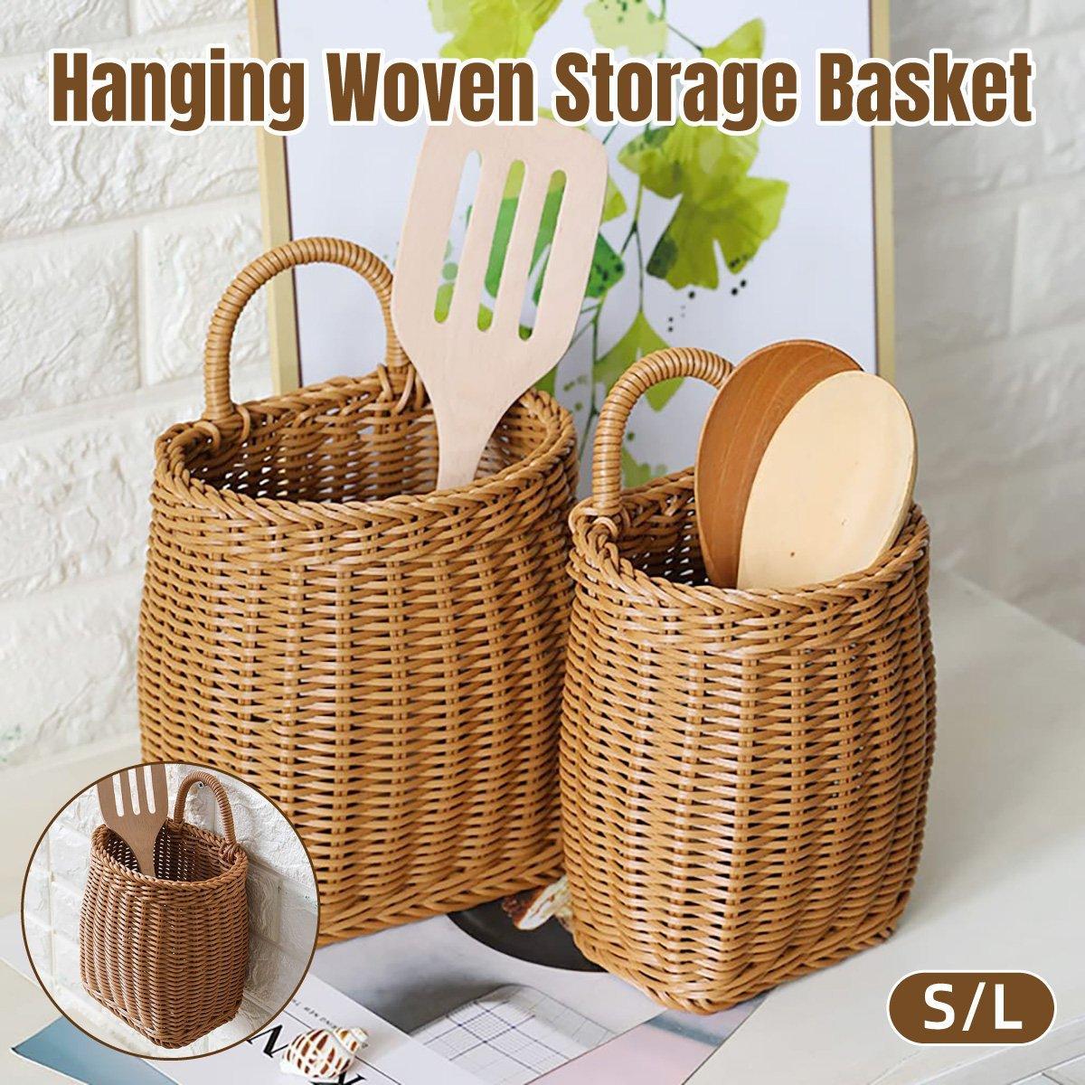 Vintage Wall Hanging Basket Kitchen Storage Basket Small Flower Basket Organizer - 15cm