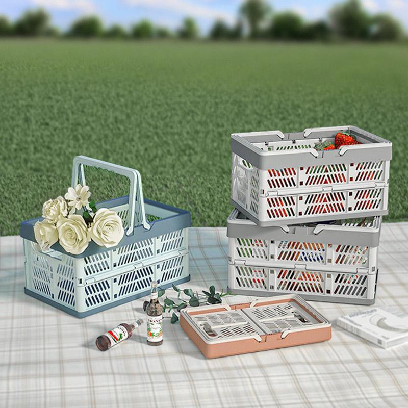 Foldable Portable Picnic Basket Lightweight Storage Basket for Outdoor Use - Grey 5