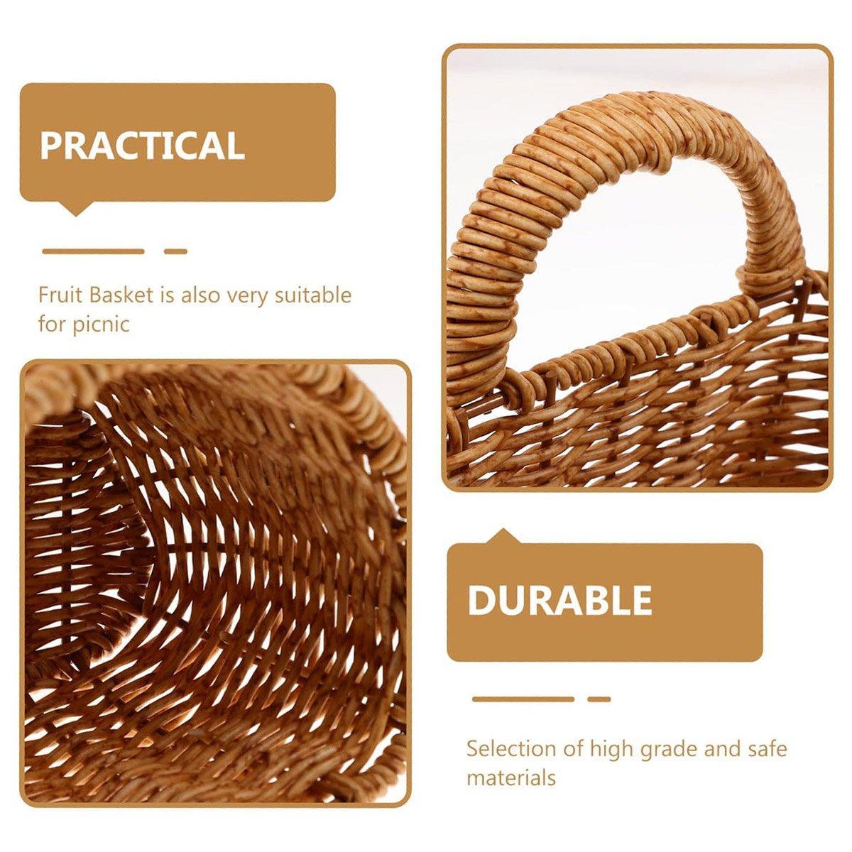 Imitation Rattan Woven Storage Basket Shelf Organizer Wash Rack for Home Decor - Large 4