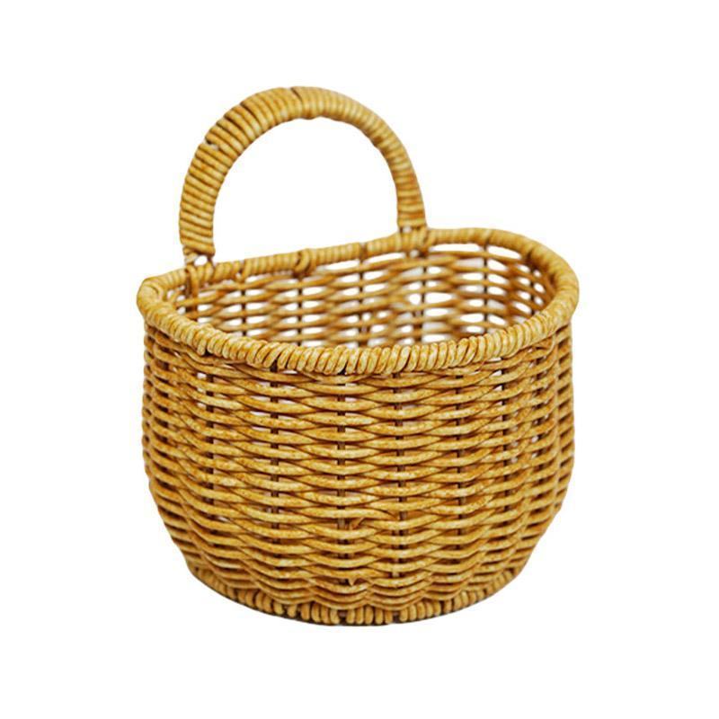 Imitation Rattan Woven Storage Basket Shelf Organizer Wash Rack for Home Decor - Large 7