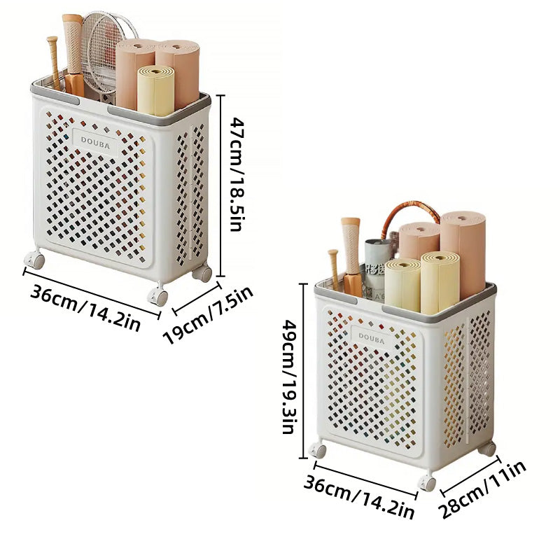 Folding Laundry Basket with Wheel Large Capacity Removable Dirty Clothes Storage - Beige-M 3