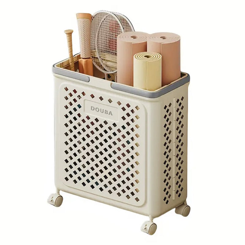 Folding Laundry Basket with Wheel Large Capacity Removable Dirty Clothes Storage - Beige-M 8