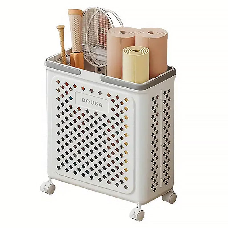 Folding Laundry Basket with Wheel Large Capacity Removable Dirty Clothes Storage - Beige-M 9