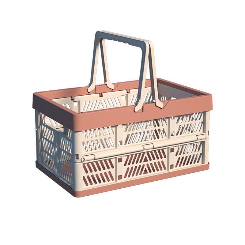 Foldable Portable Picnic Basket Lightweight Storage Basket for Outdoor Use - Pink 6