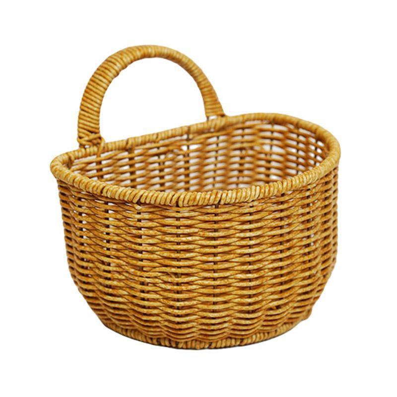Imitation Rattan Woven Storage Basket Shelf Organizer Wash Rack for Home Decor - Small 6