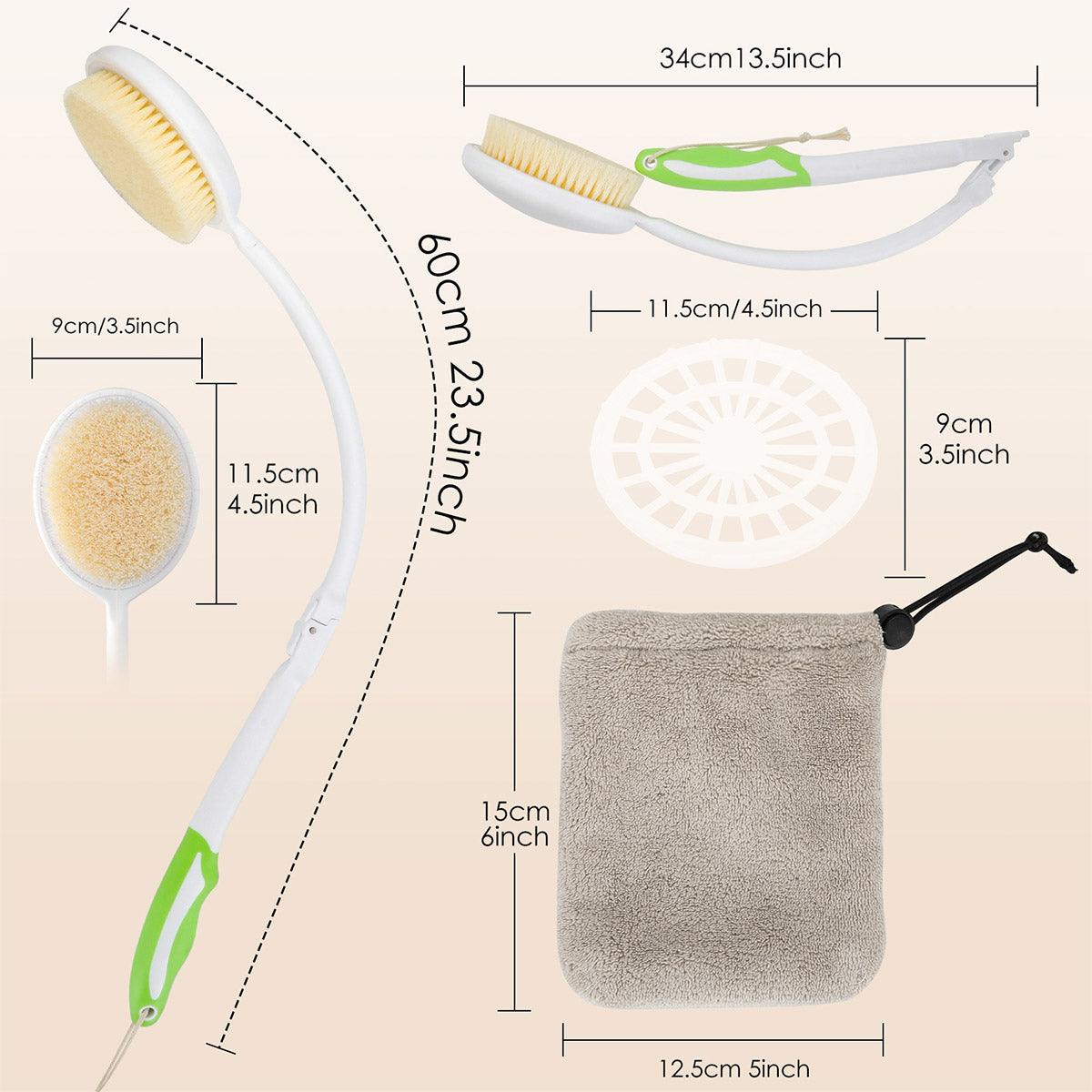 Back Bath Brush with Soft Bristles Curved Handle for Convenient Shower Scrubbing 3