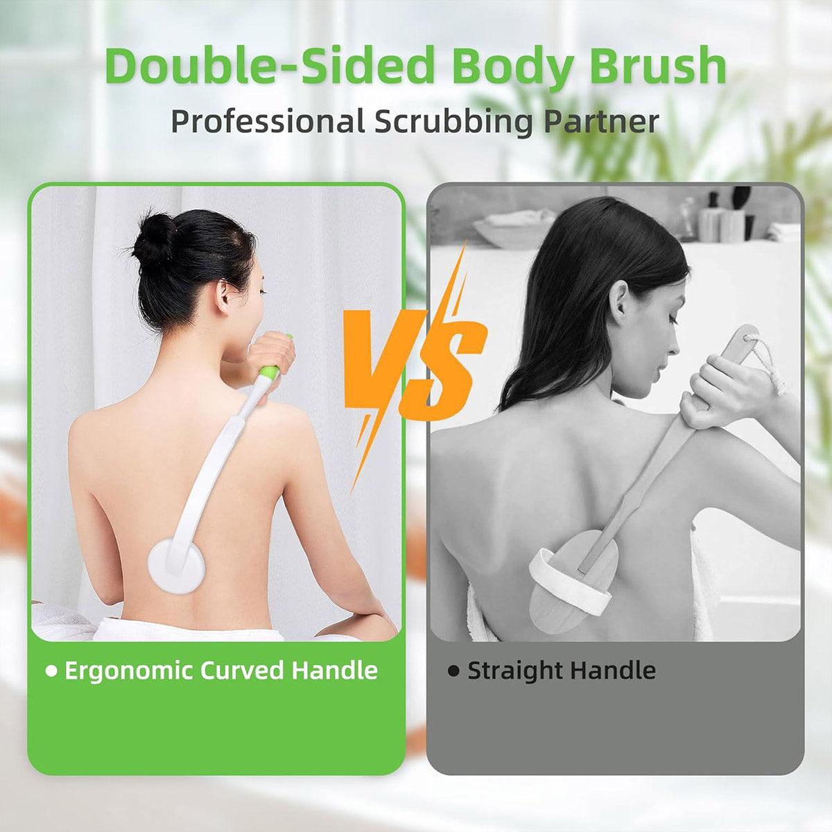 Back Bath Brush with Soft Bristles Curved Handle for Convenient Shower Scrubbing 5