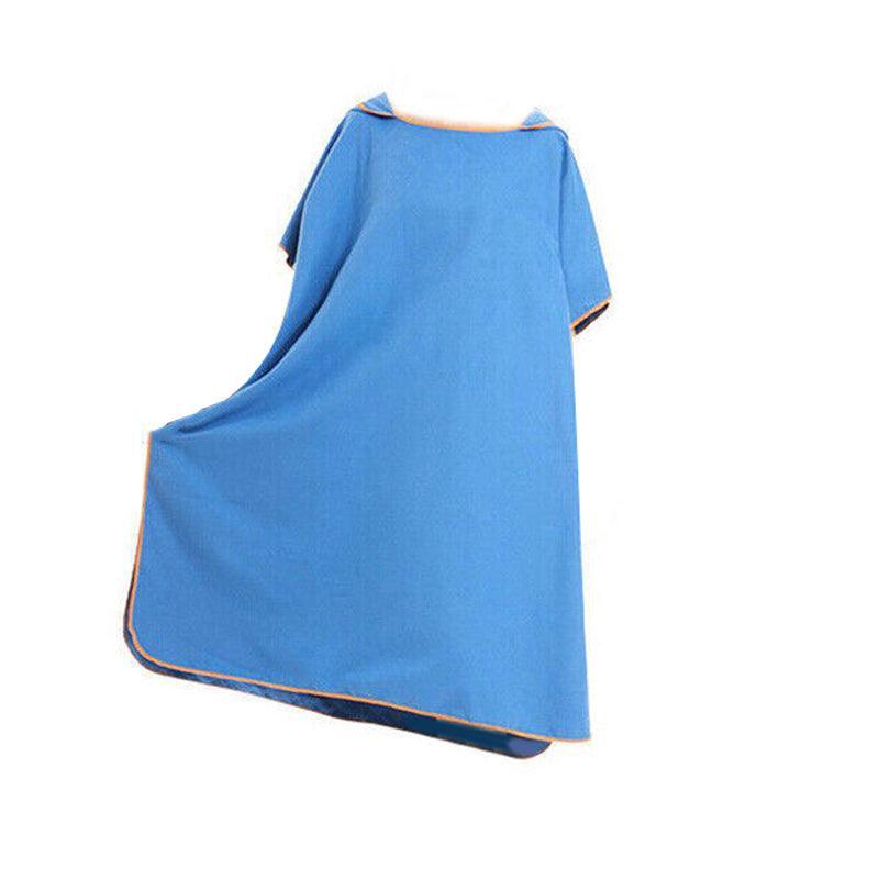 Adult Changing Robe Towel Bath Hooded Quick Dry Beach Towel Poncho Bathrobe - Grey 7