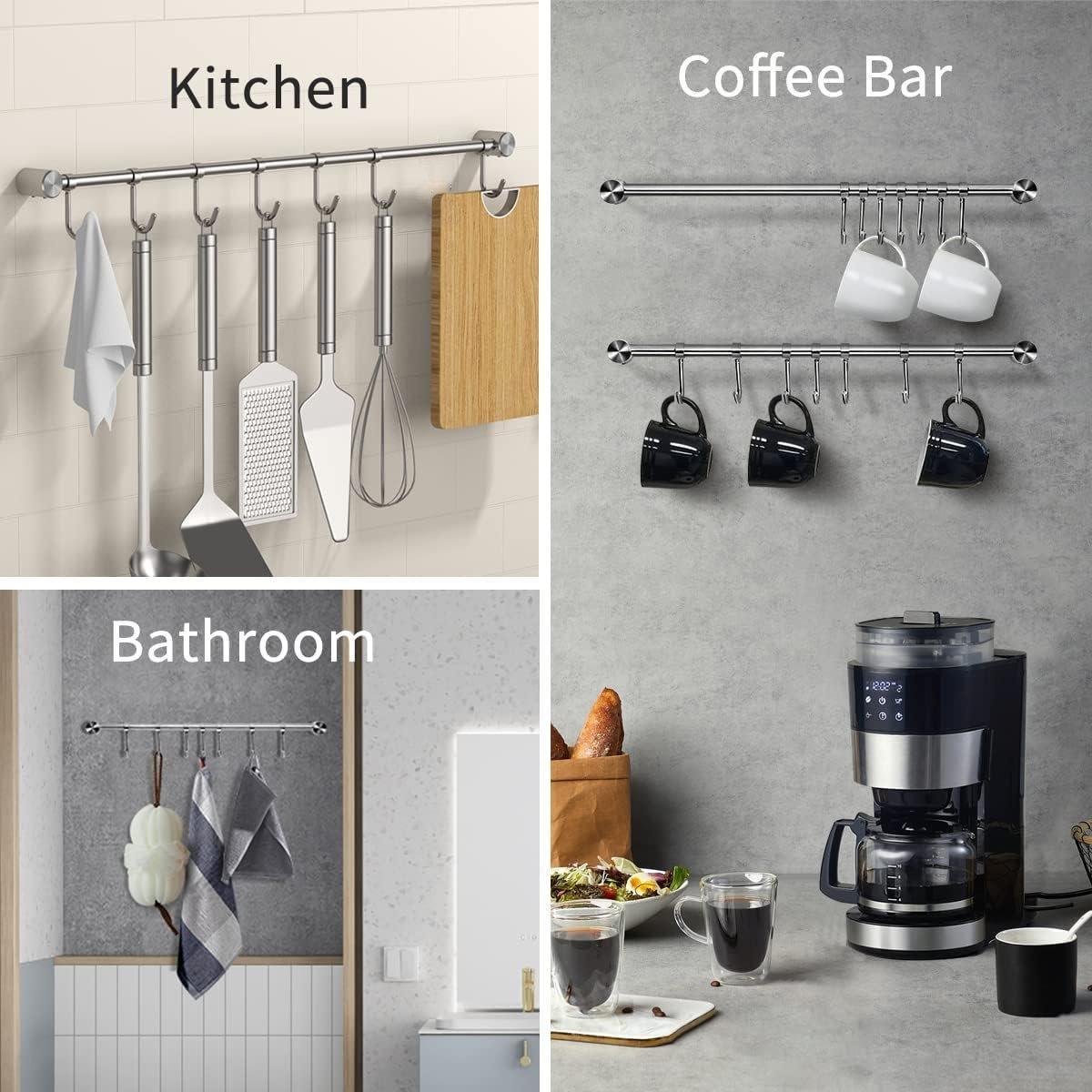 2PCS 304 Stainless Steel Bathroom Towel Hook Wall Mounted Clothes Kitchen Hanger 5