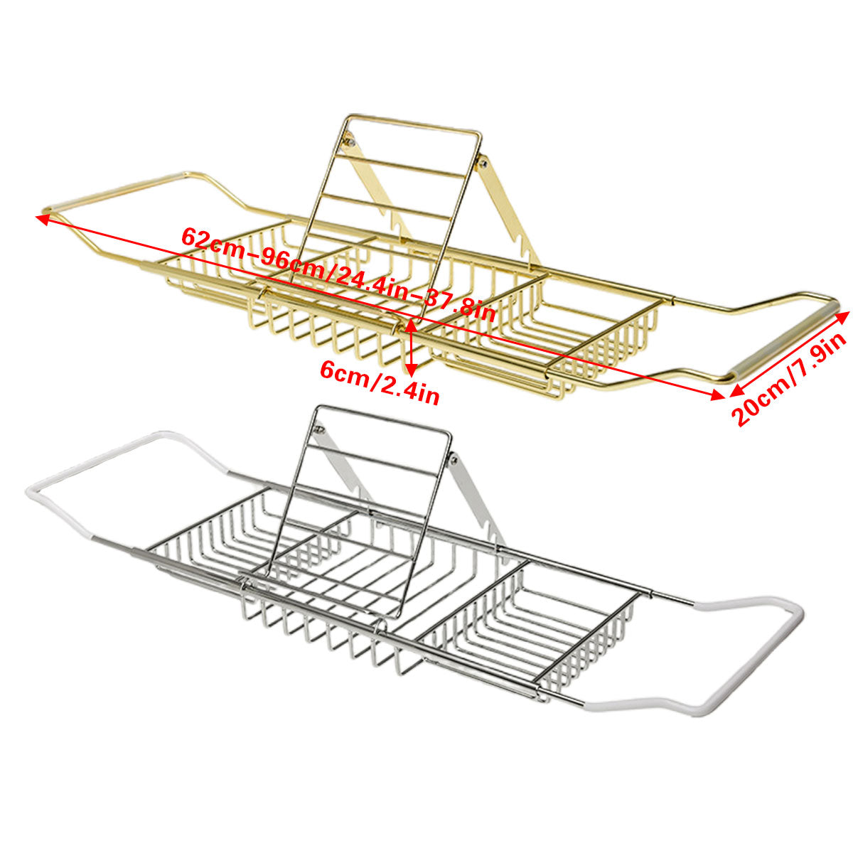 Bathtub Rack Bathroom Storage Shelf Telescopic Adjustable Organiser Tray Home - Silver 3