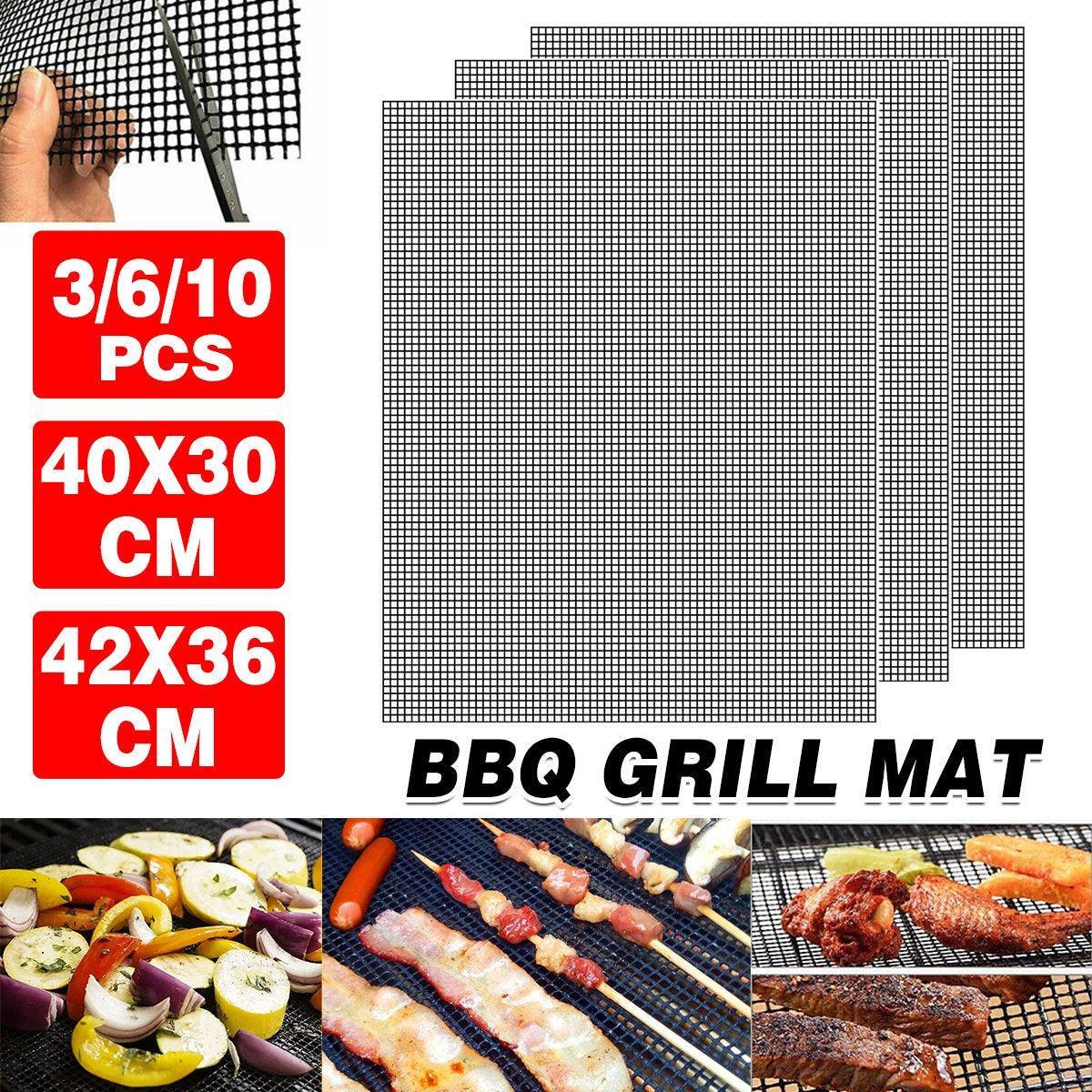 3/6/10PCS Non-Stick BBQ Grill Mat Mesh Liner Cooking Barbecue Sheet Baking Pad - 42X36cm-6PCS
