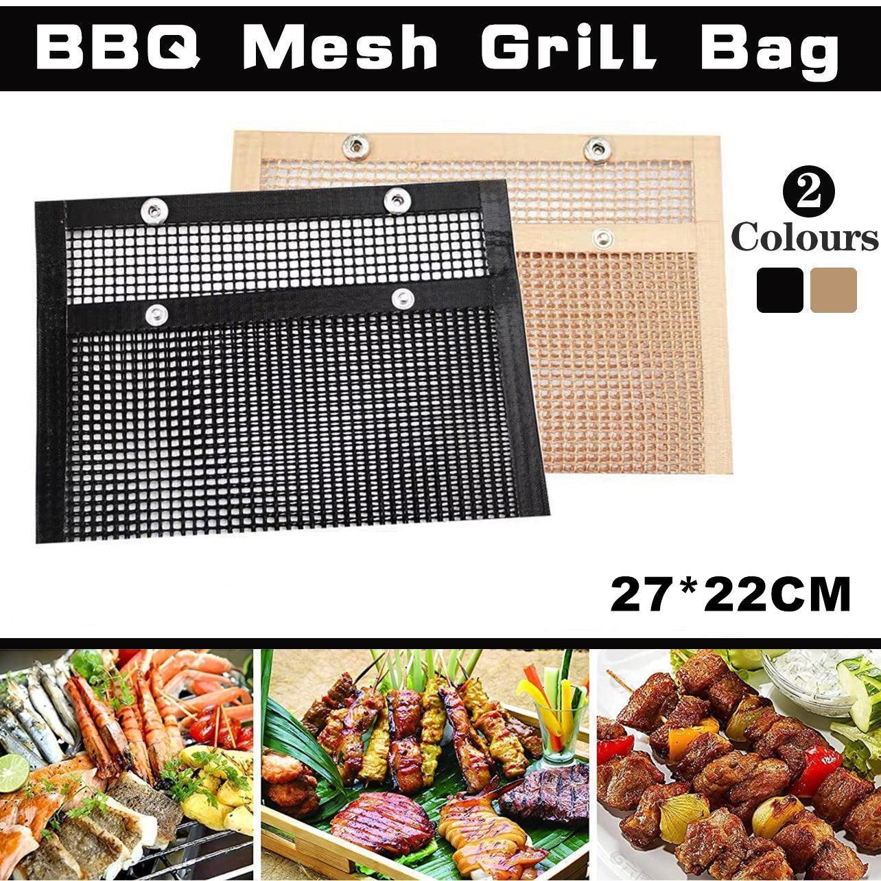 BBQ Mesh Grill Bag 27x22cm Non Stick Reusable Barbecue Grilling Basket Net - Copper