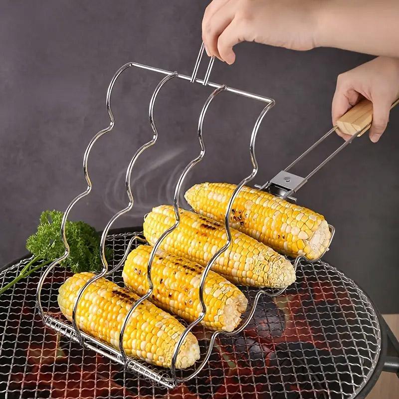 Folding Handle Corn Grill Clip Anti Scald Barbecue Tool for Home Outdoor Cooking 4