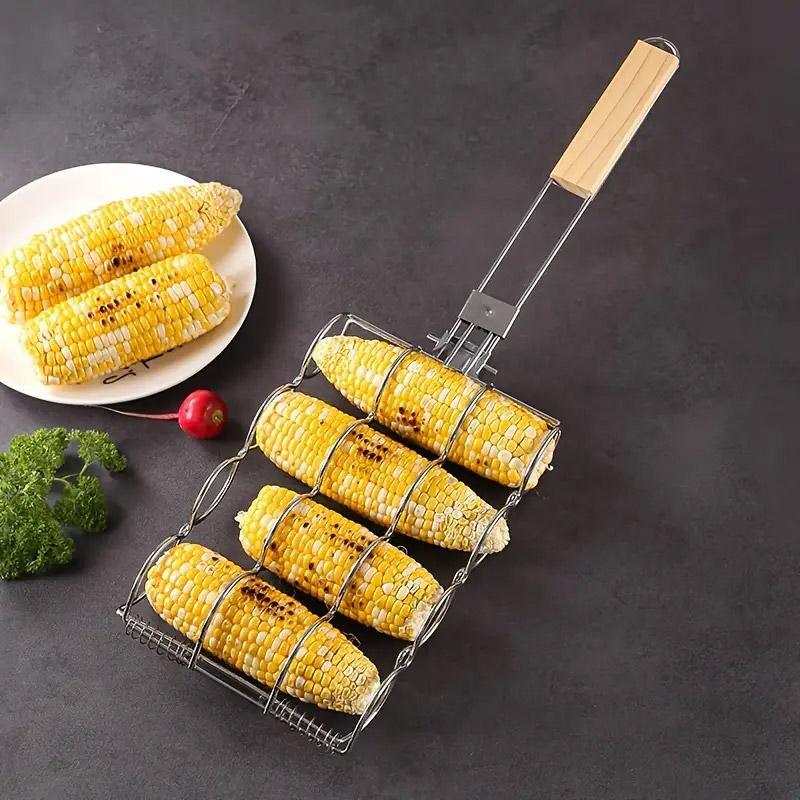 Folding Handle Corn Grill Clip Anti Scald Barbecue Tool for Home Outdoor Cooking 5