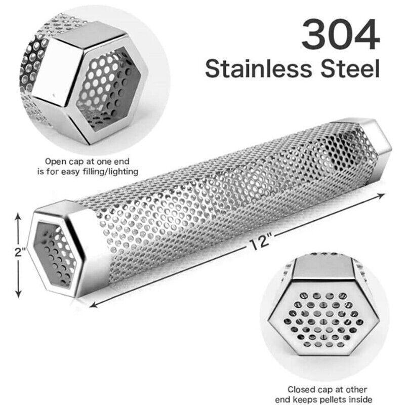 Hexagon Bbq Smoker Tube Stainless Steel Grill Accessory Smoking Box Long Lasting - 6Inch 3