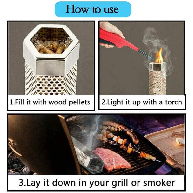 Hexagon Bbq Smoker Tube Stainless Steel Grill Accessory Smoking Box Long Lasting - 6Inch 5