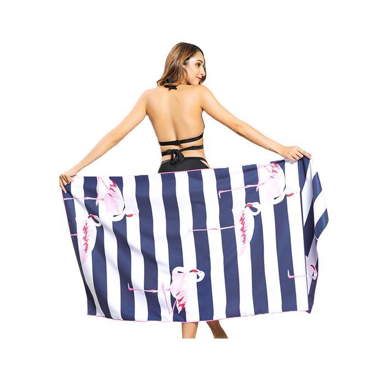 Sand Free XL Beach Towel + Bag Quick Dry Microfibre Compact Light Swimming - Blue zebra 9