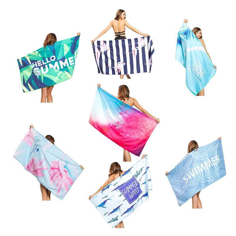 Sand Free XL Beach Towel + Bag Quick Dry Microfibre Compact Light Swimming - Pink flower leaf