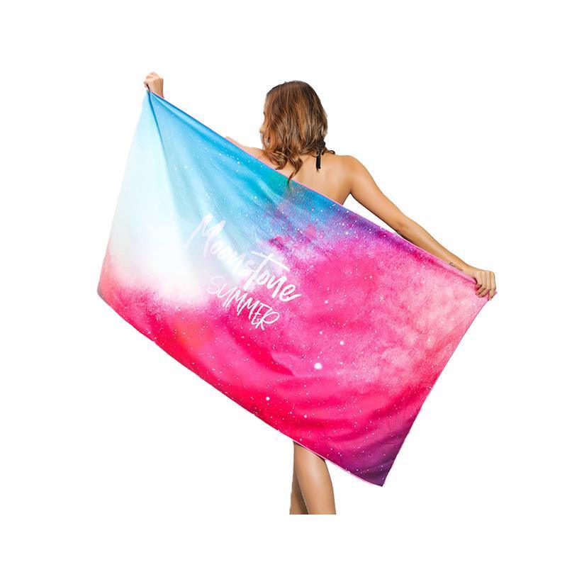 Sand Free XL Beach Towel + Bag Quick Dry Microfibre Compact Light Swimming - Pink flower leaf 12