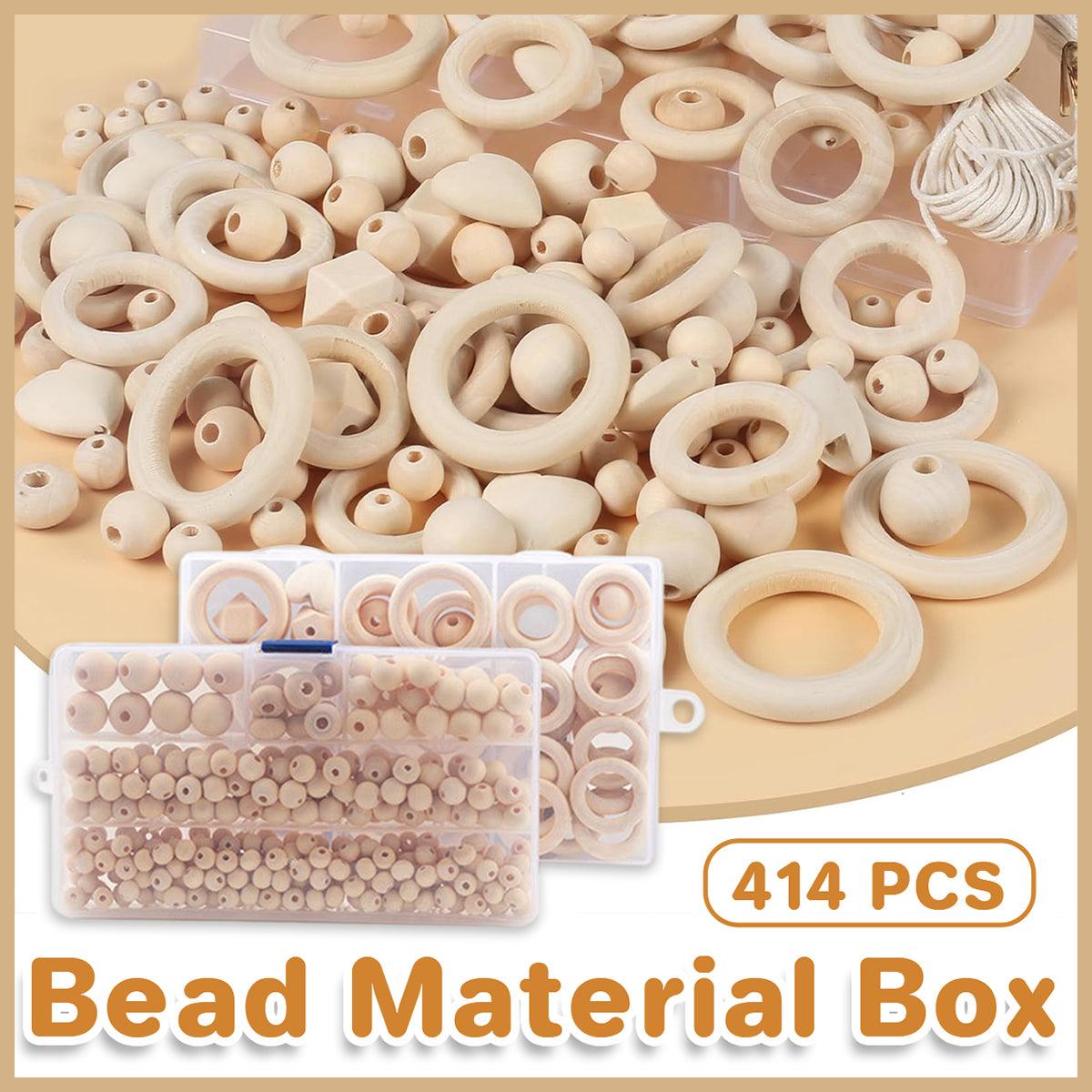 414pcs DIY Beading Kit Round Wooden Beads Set Craft Jewelry Supplies Home Decor 3
